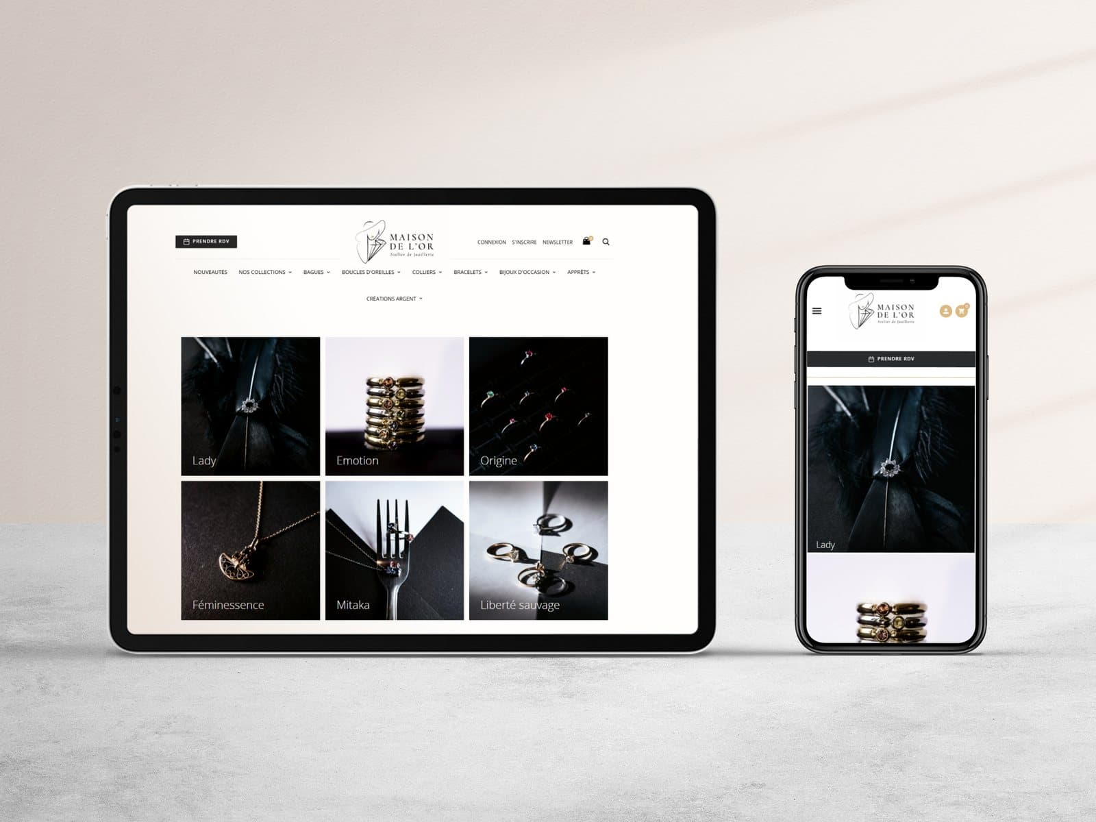 Maison de l’Or — réalisation Dalva, présentée sur tablette et mobile